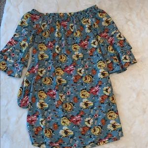 Beautiful blue floral mid sleeve Springtime dress